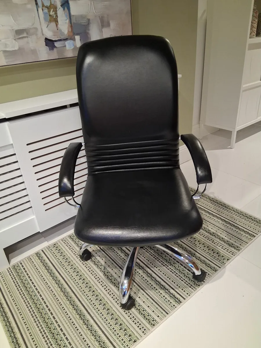 Black Leather Office Chair - Image 1