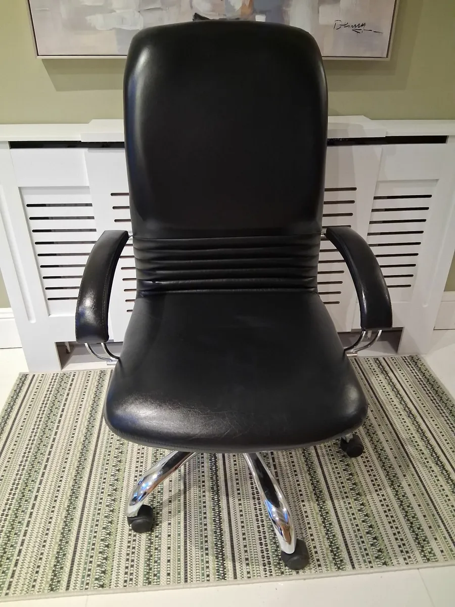 Black Leather Office Chair - Image 2