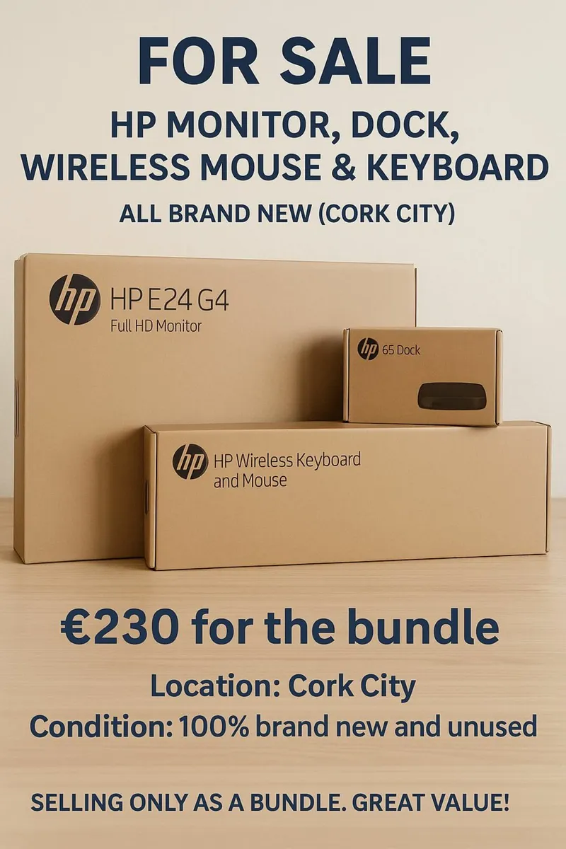 HP Monitor , Docking Station, Wireless Keyboard Bu - Image 1