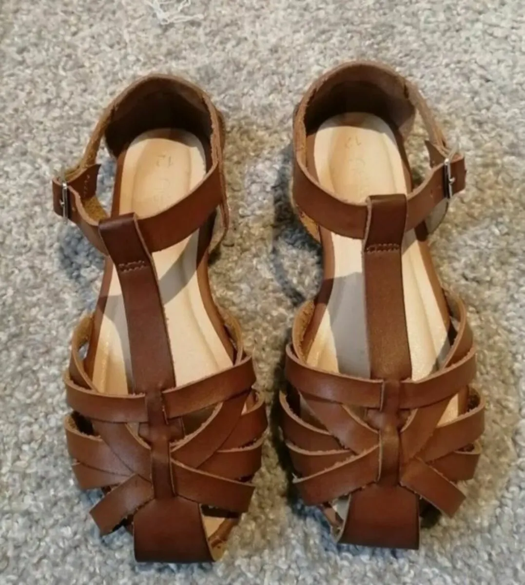 Girls Brown Sandals, Size UK12 - Image 1