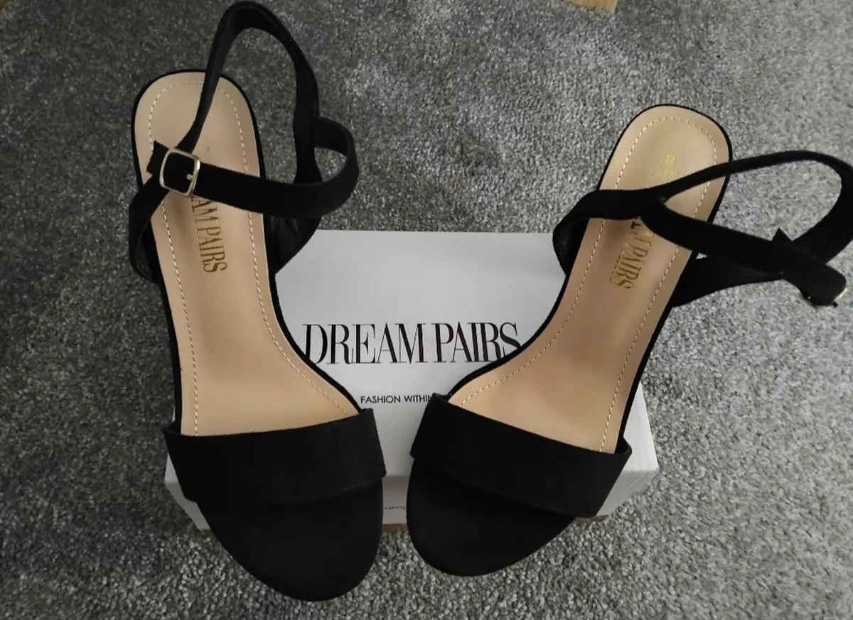 Brand New, Black Suede Heel Shoes. Size UK6 - Image 1