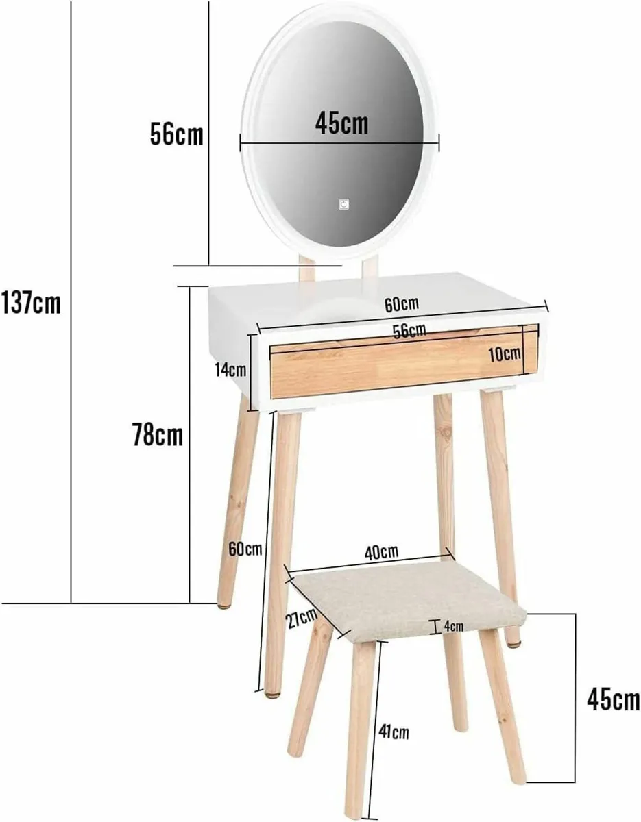Makeup Vanity Dressing Table Dresser LED Mirror - Image 4