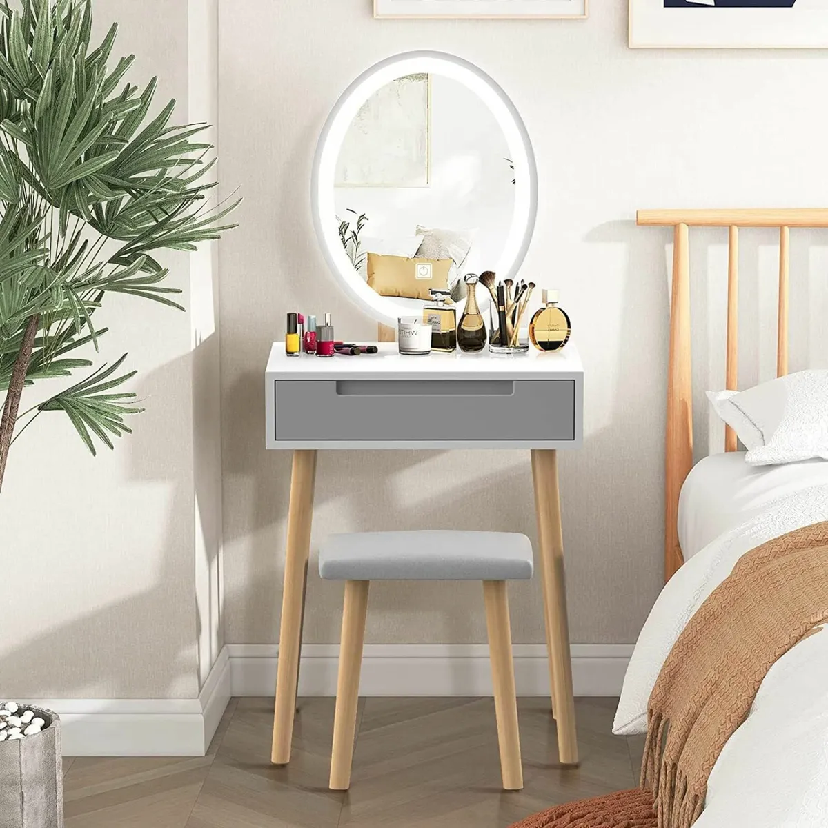 Makeup Vanity Table Set Dressing Table Drawer - Image 1