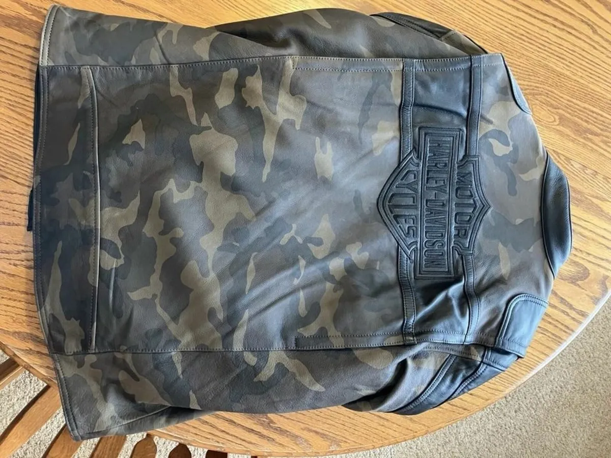 mens leather jacket large Harley davidson. Camoufl - Image 2