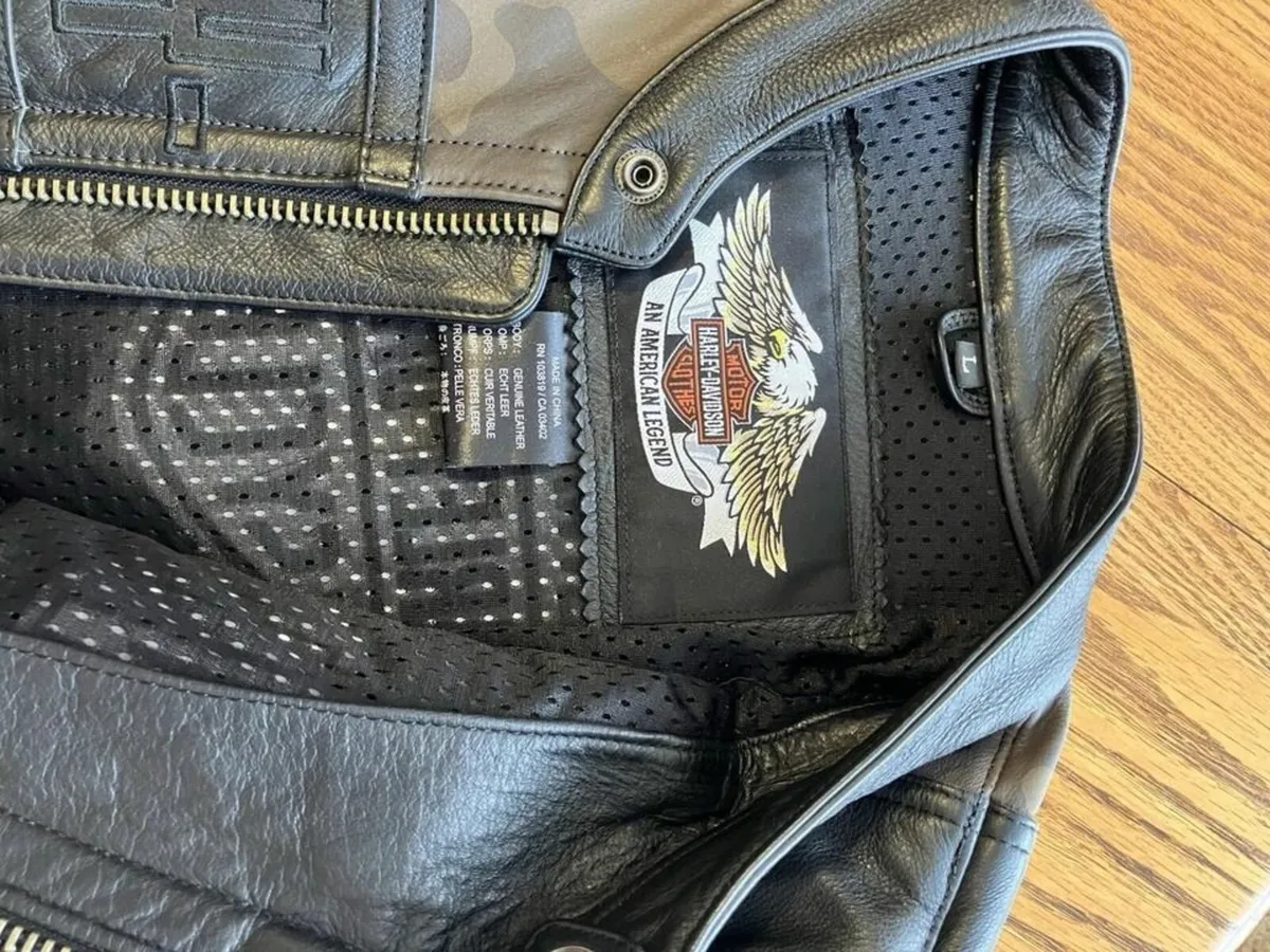 mens leather jacket large Harley davidson. Camoufl - Image 3