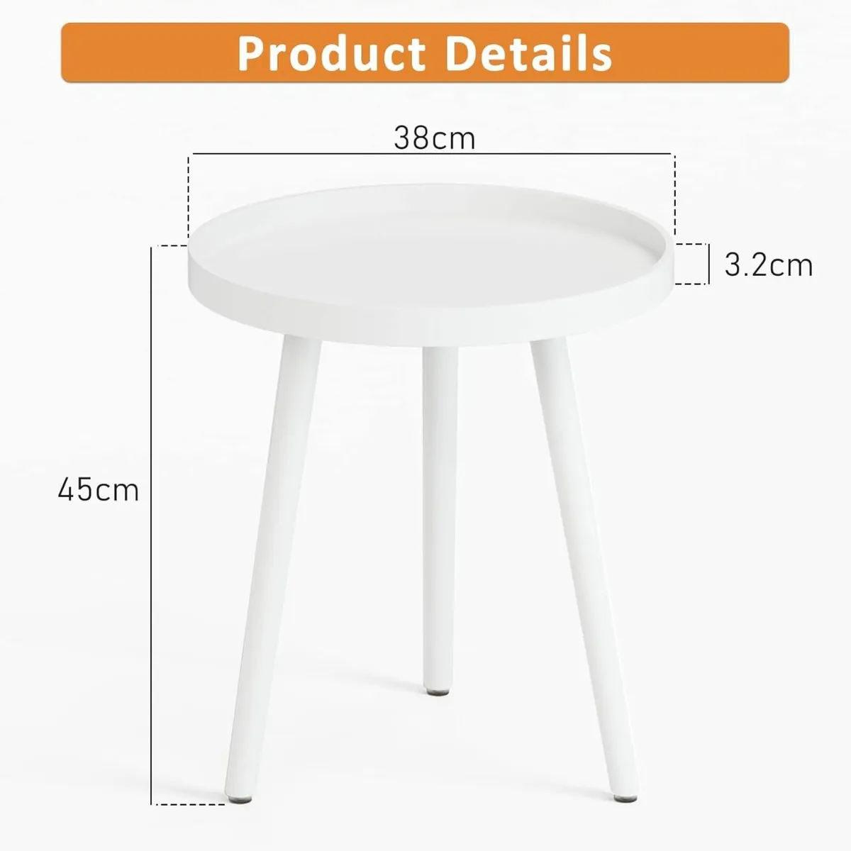 White Side Table of 2 Coffee tableTray End Table - Image 3