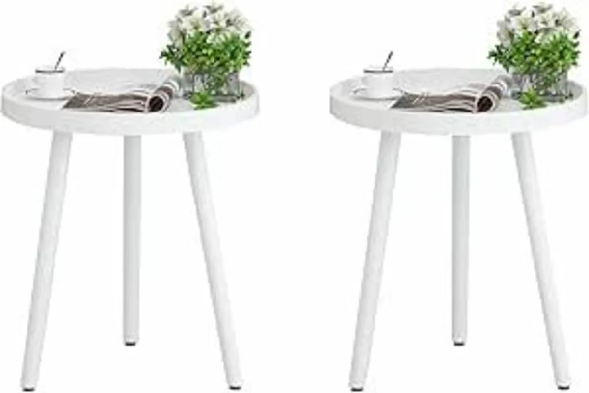 White Side Table of 2 Coffee tableTray End Table - Image 4