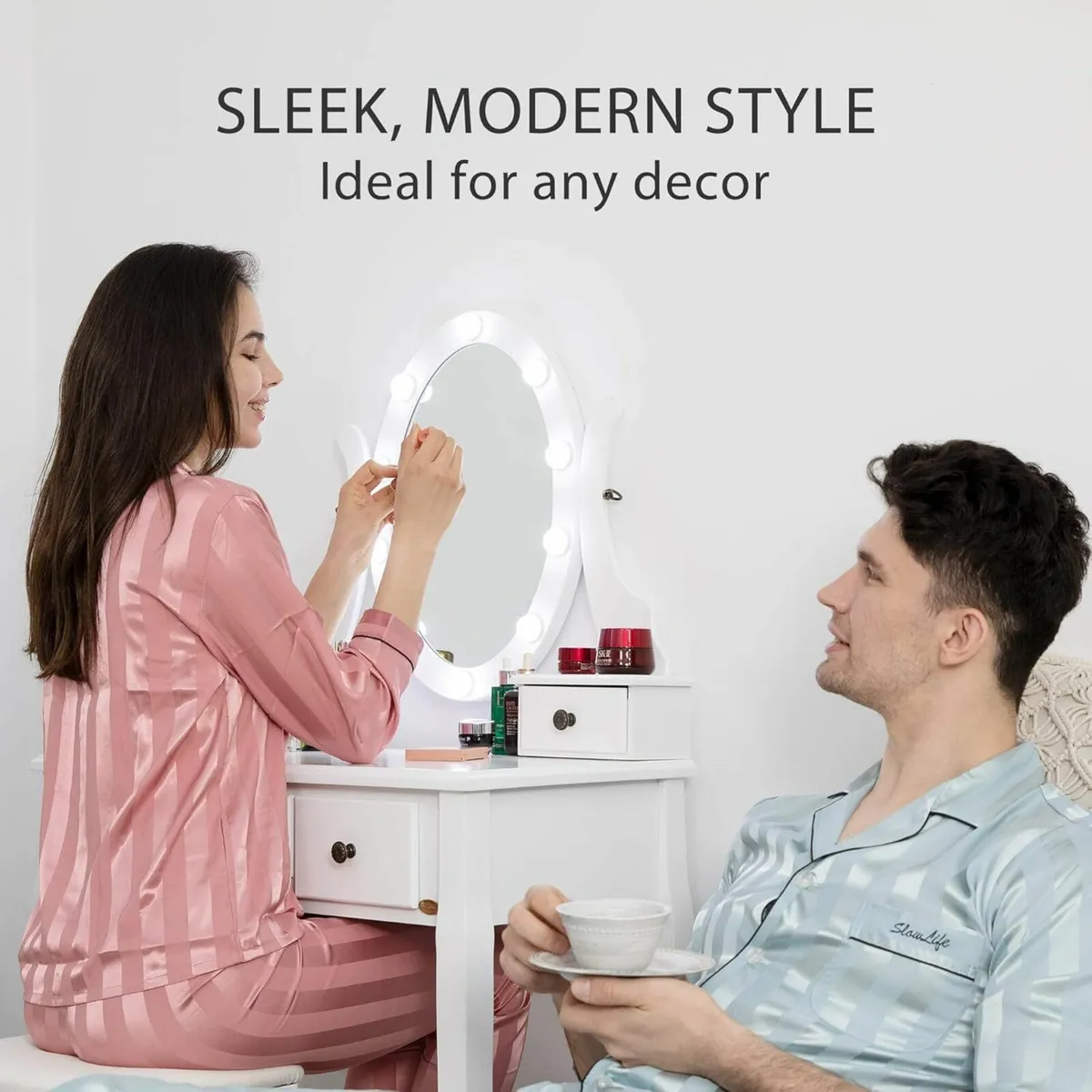 Makeup Vanity Set 10 LED Bulbs Dressing Table - Image 4
