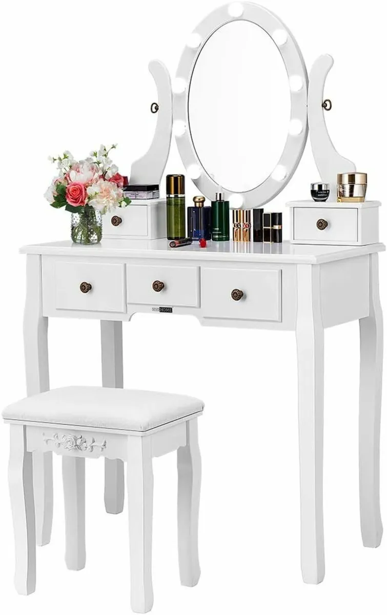Makeup Vanity Set 10 LED Bulbs Dressing Table - Image 1