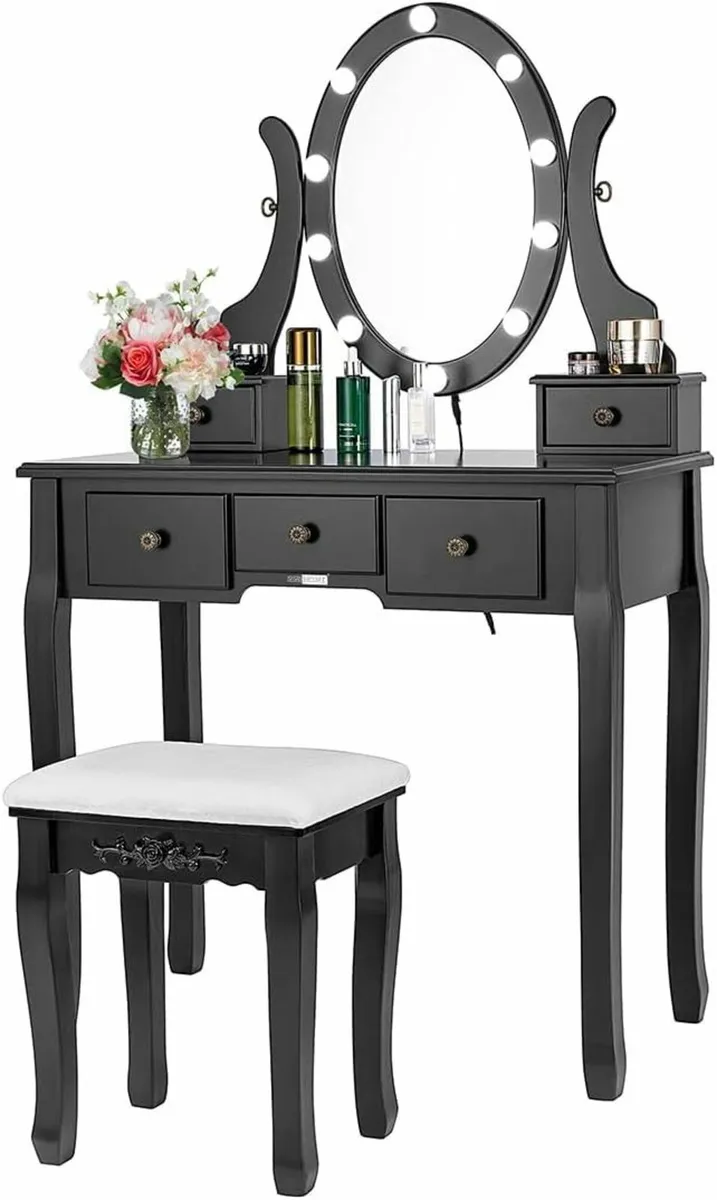 Makeup Vanity Set 10 LED Bulbs, Dressing Table - Image 1
