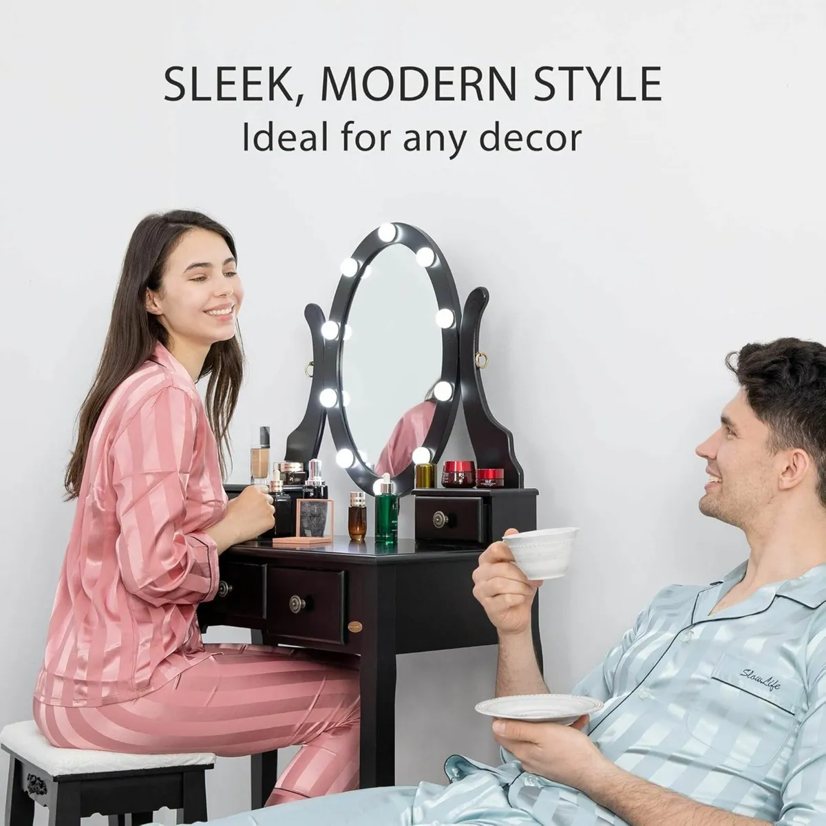 Makeup Vanity Set 10 LED Bulbs, Dressing Table - Image 4