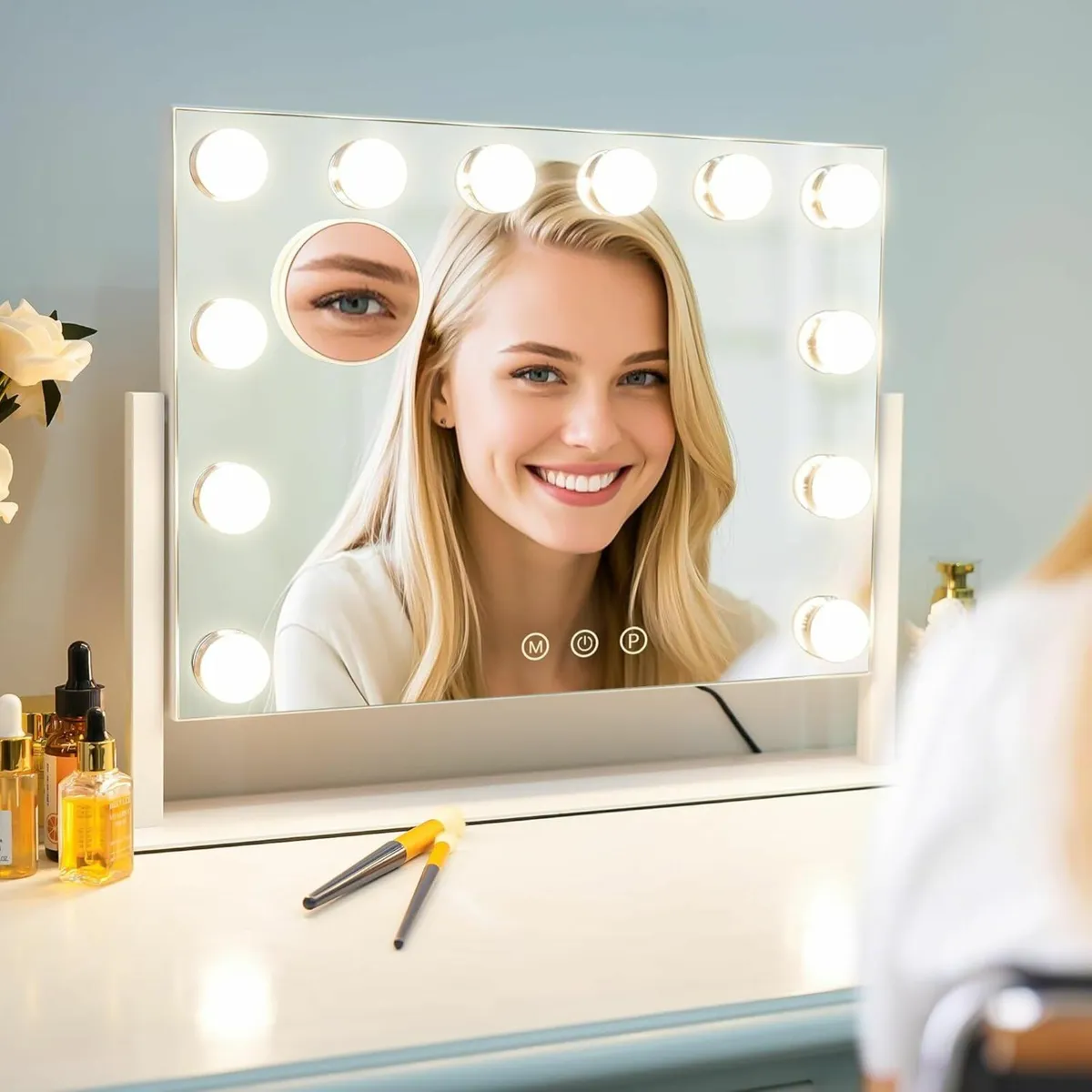 Vanity Mirror Makeup Mirror 3 Color Lights White - Image 1