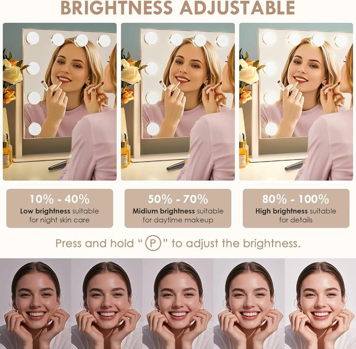 Vanity Mirror Makeup Mirror 3 Color Lights White - Image 4