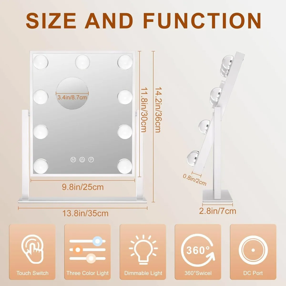 Hollywood Vanity Mirror with Lights Dimmable - Image 4