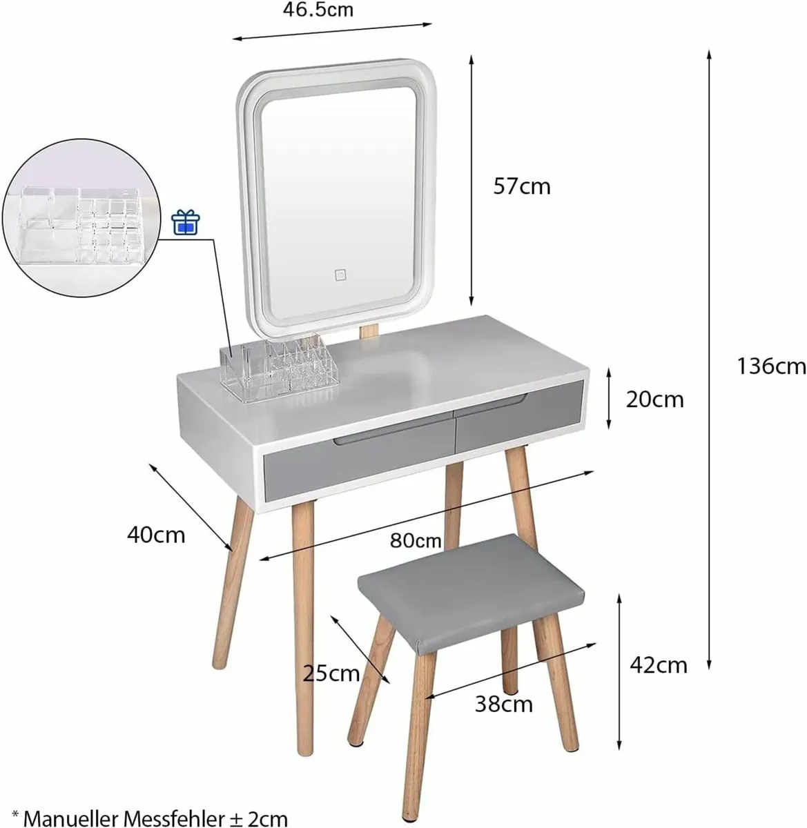 Dressing Table LED Lights Mirror table bedroom - Image 4