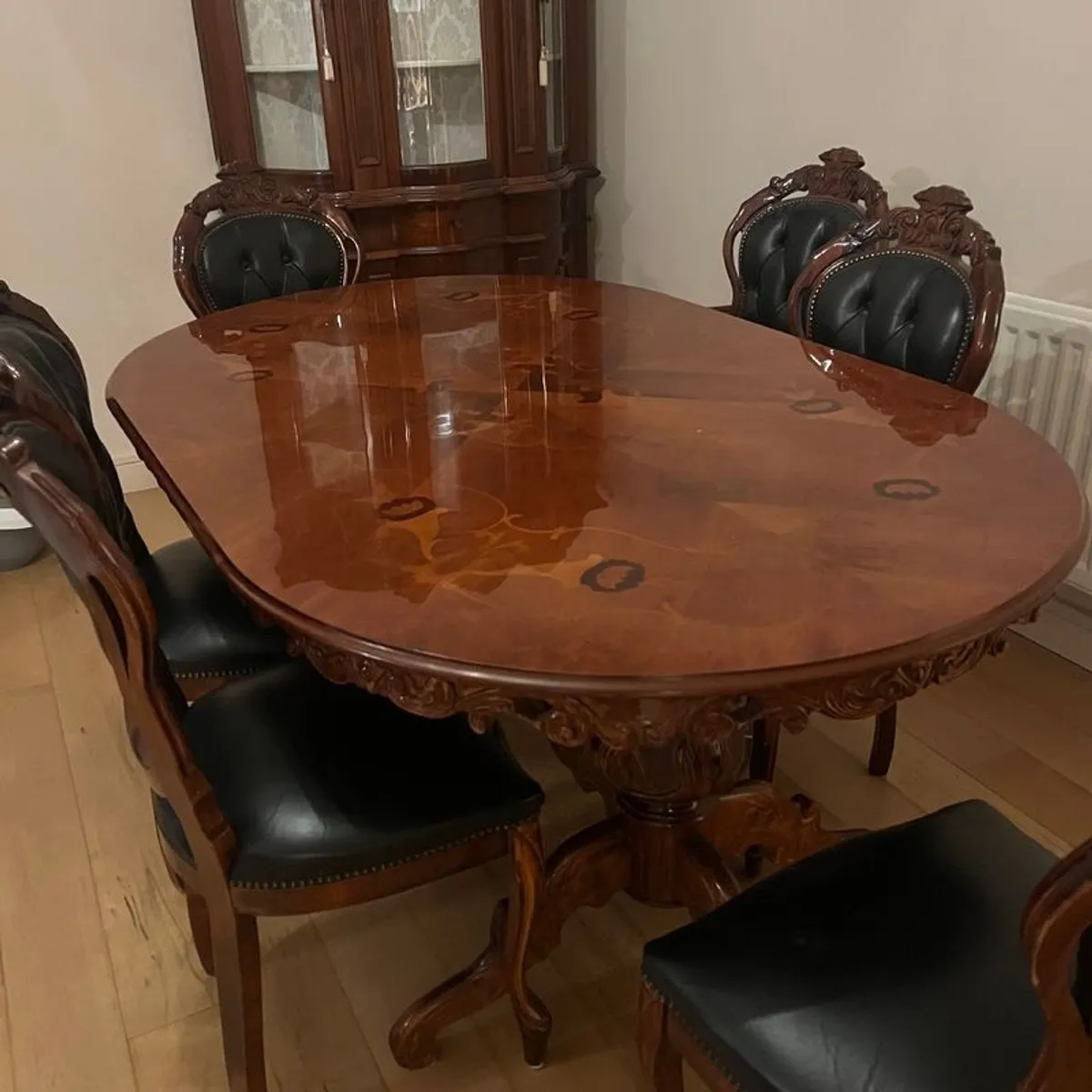 Solid Wood Dining Table with 6 Chairs - Image 1