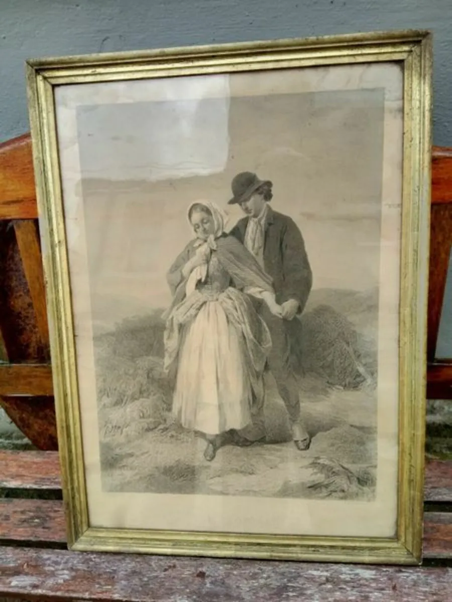 Antique engraved picture "The Proposal"