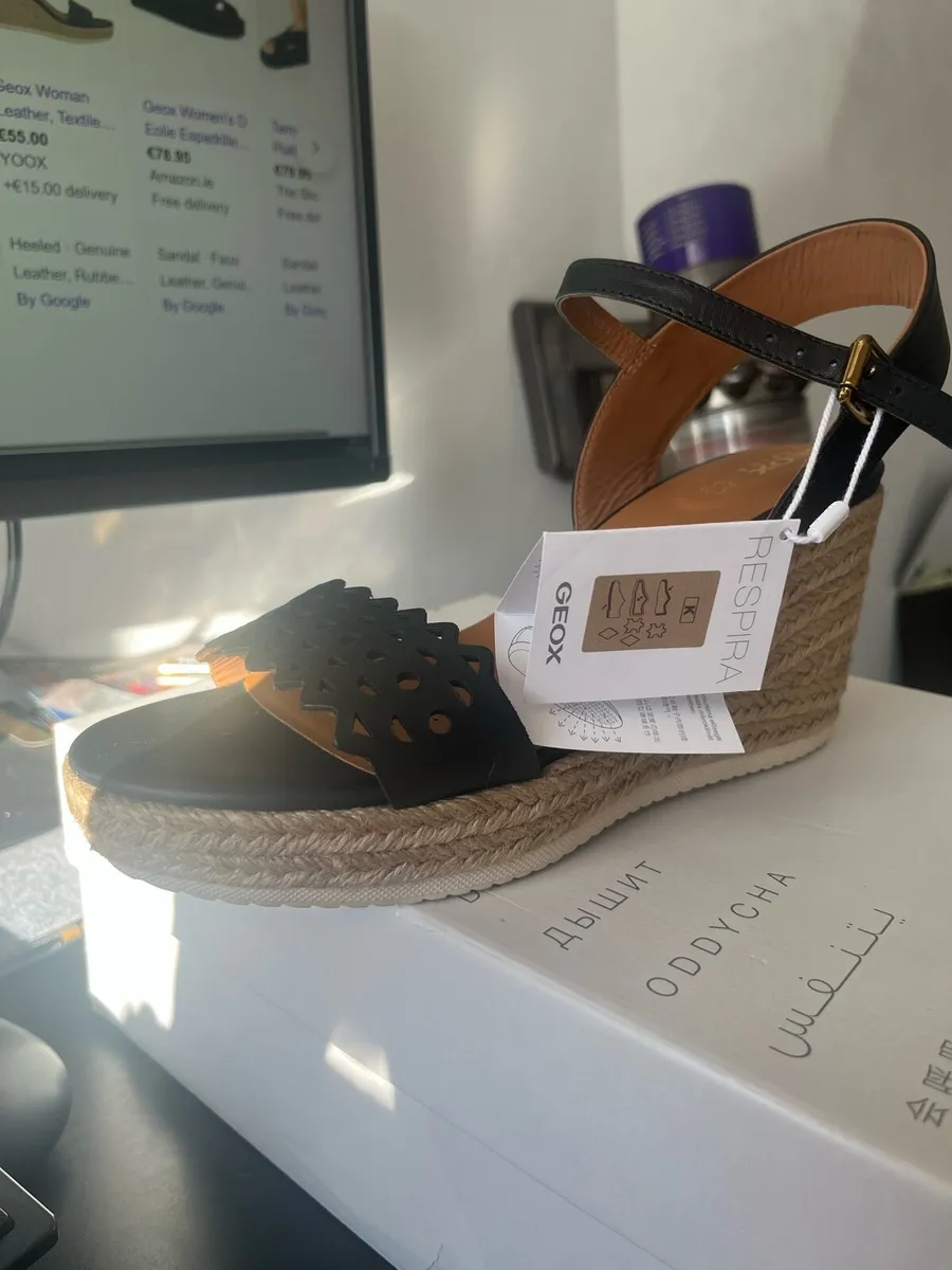 Geox Black Wedge Sandals - Image 1