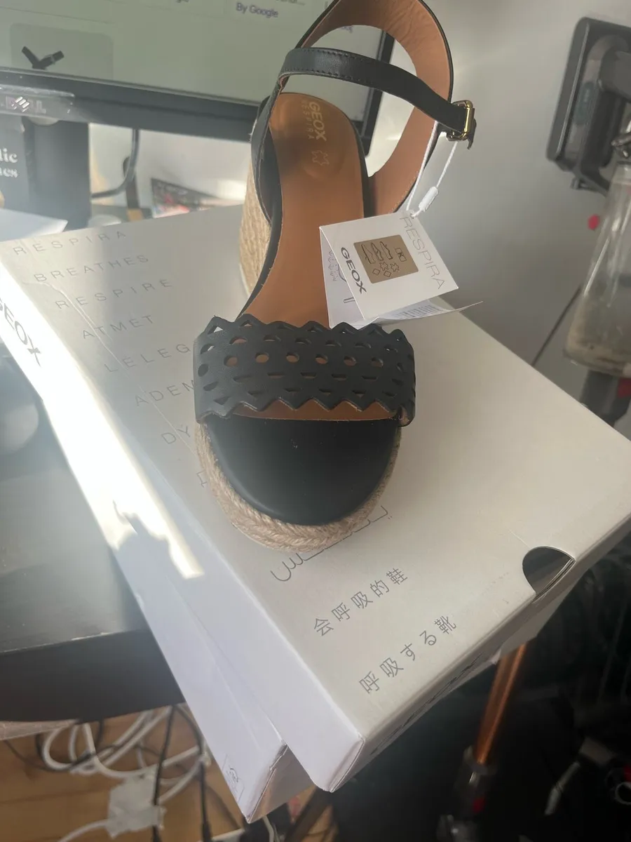 Geox Black Wedge Sandals - Image 3