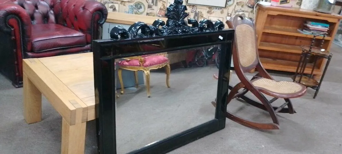 Large Decorative Black Framed Wall Mirror - Image 1