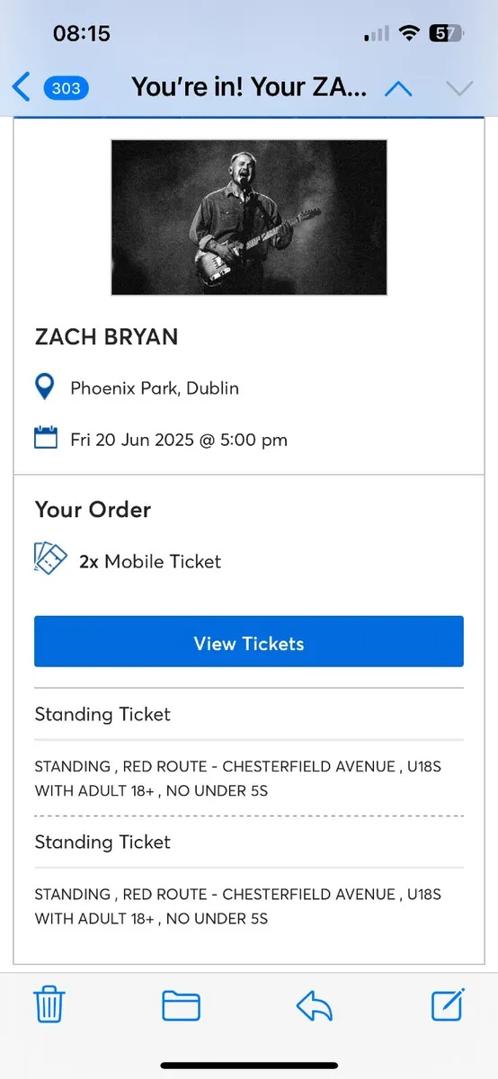 Zach Bryan ticket