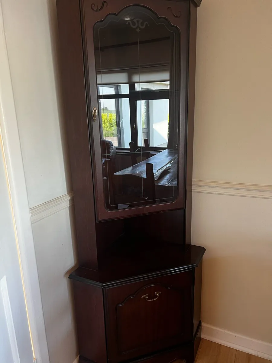 Vintage Corner Display Cabinet - Solid Wood - Image 1