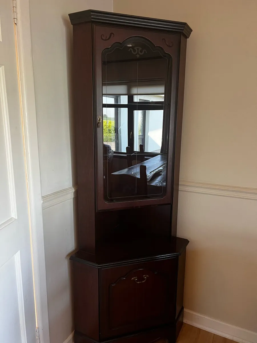 Vintage Corner Display Cabinet - Solid Wood - Image 2