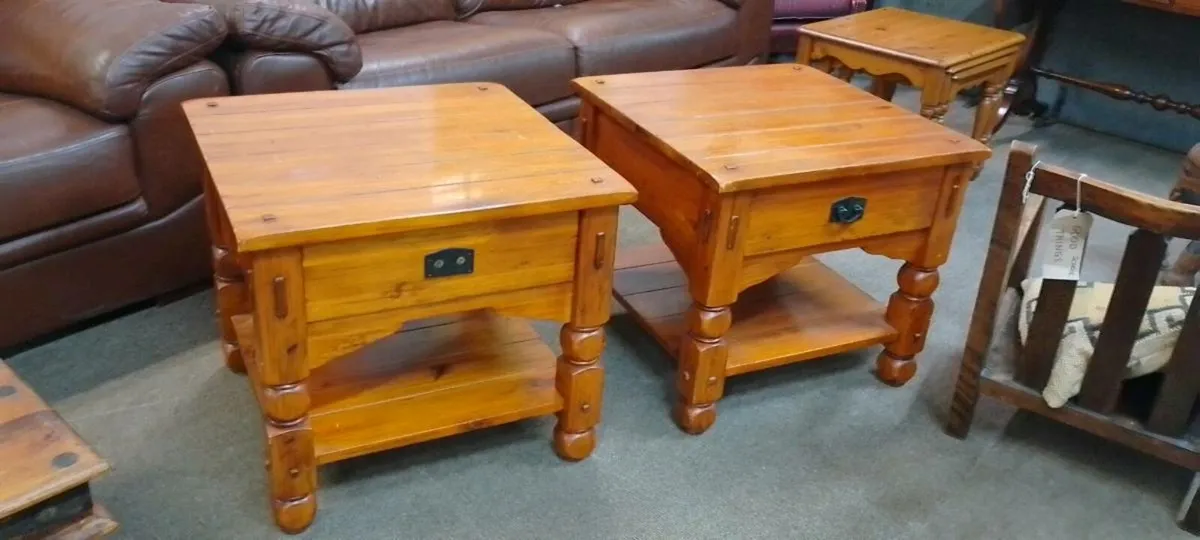 Pair Of Large Chunky Pine Side Tables - Image 1