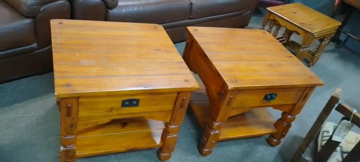 Pair Of Large Chunky Pine Side Tables - Image 2