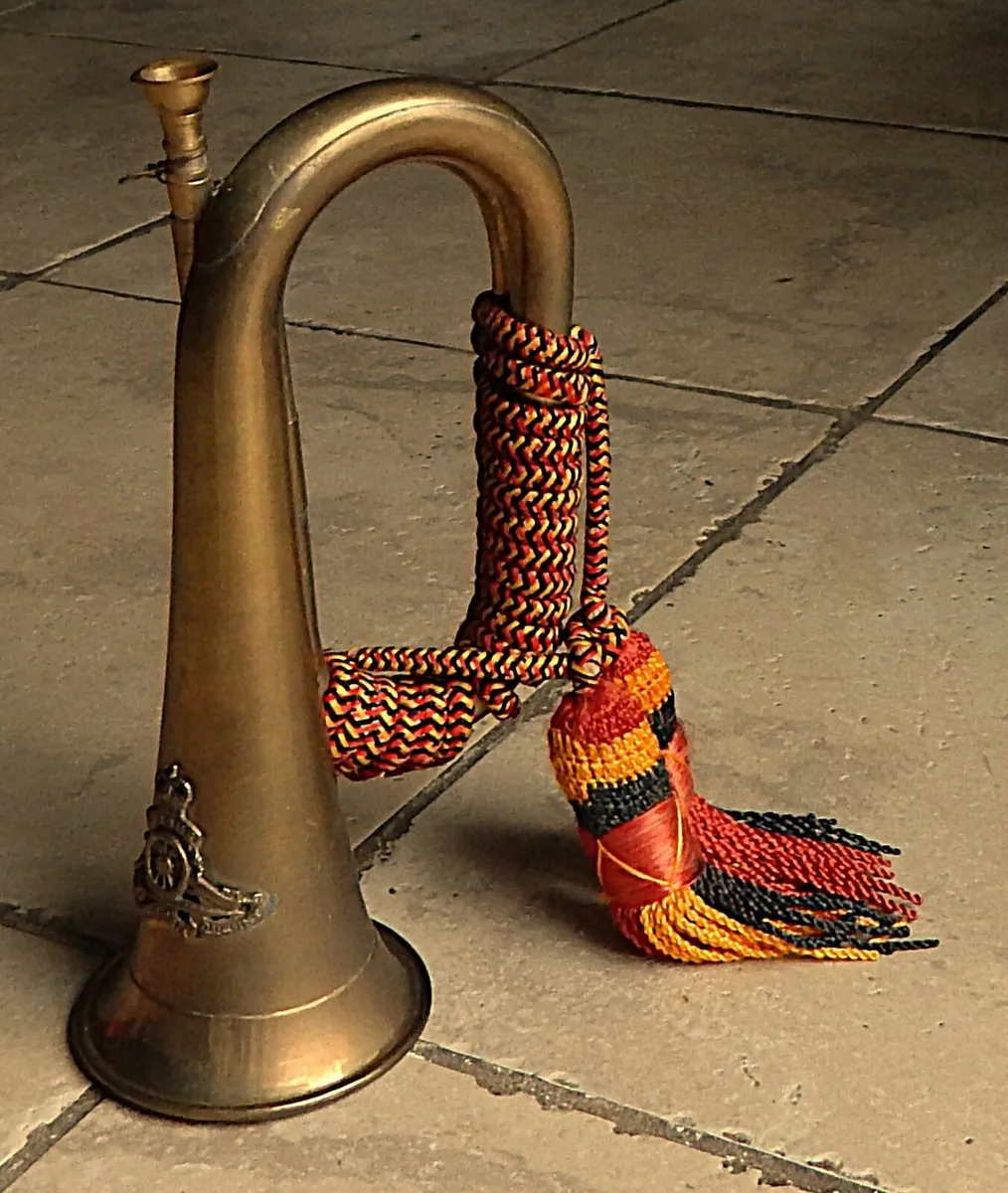 Vintage Royal Artillery Brass Bugle with Tassels - Image 1