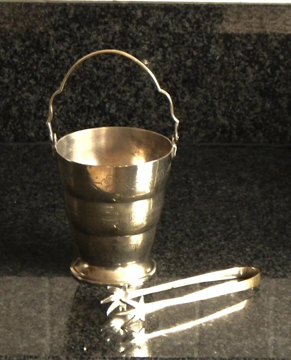 Silver Plated Ice Bucket with Tongs - Image 1