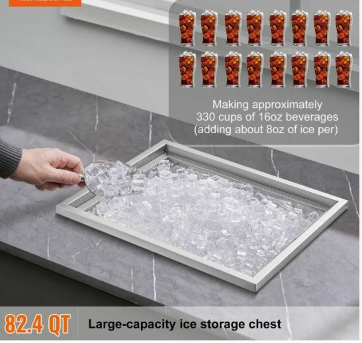 Drop in Ice Chest, 21"L x 17"W x 18"H Stainless - Image 2