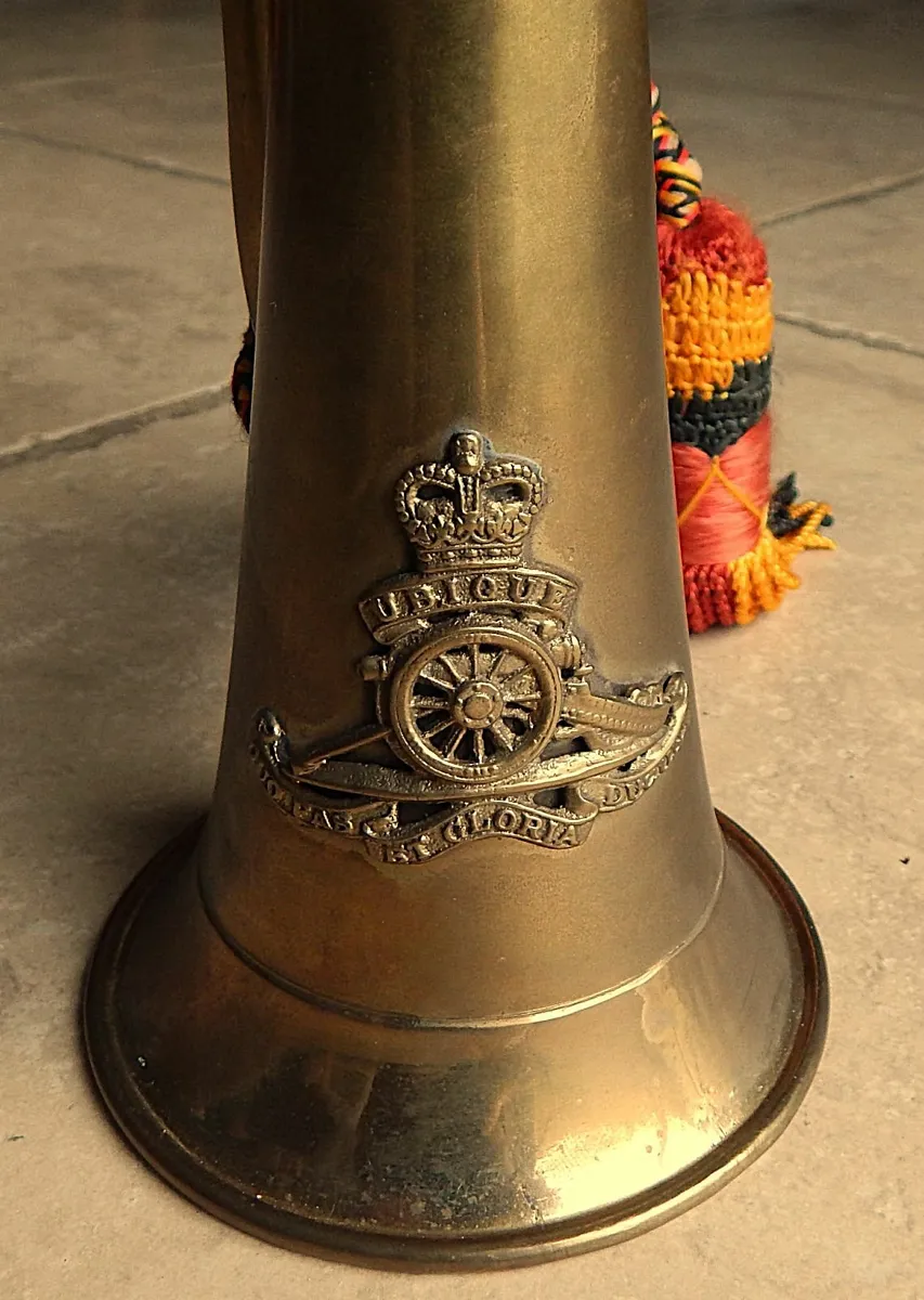 Vintage Royal Artillery Brass Bugle with Tassels - Image 2