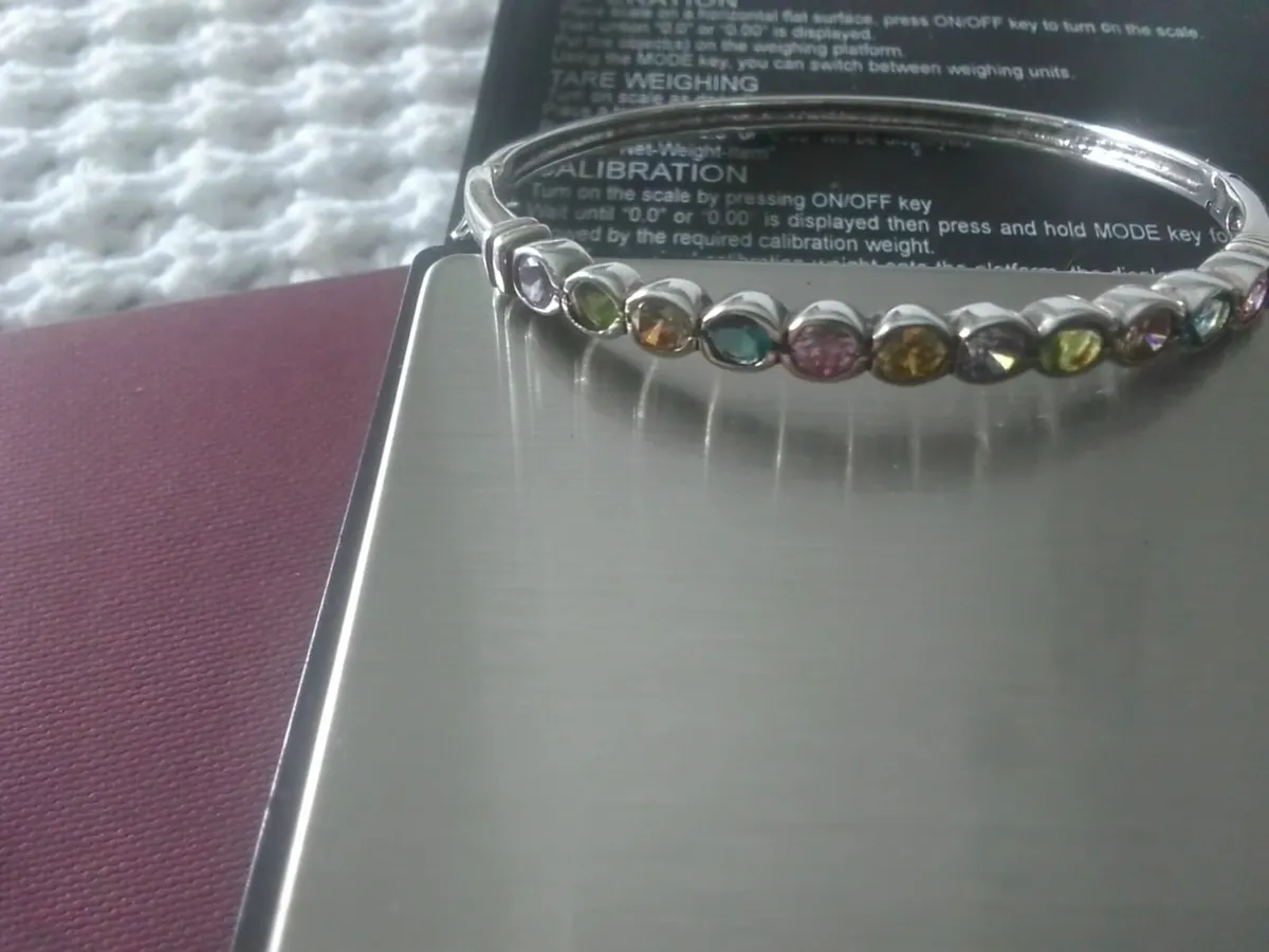 STERLING SILVER VINTAGE TOPAZ BANGLE SIZE 7" - Image 4