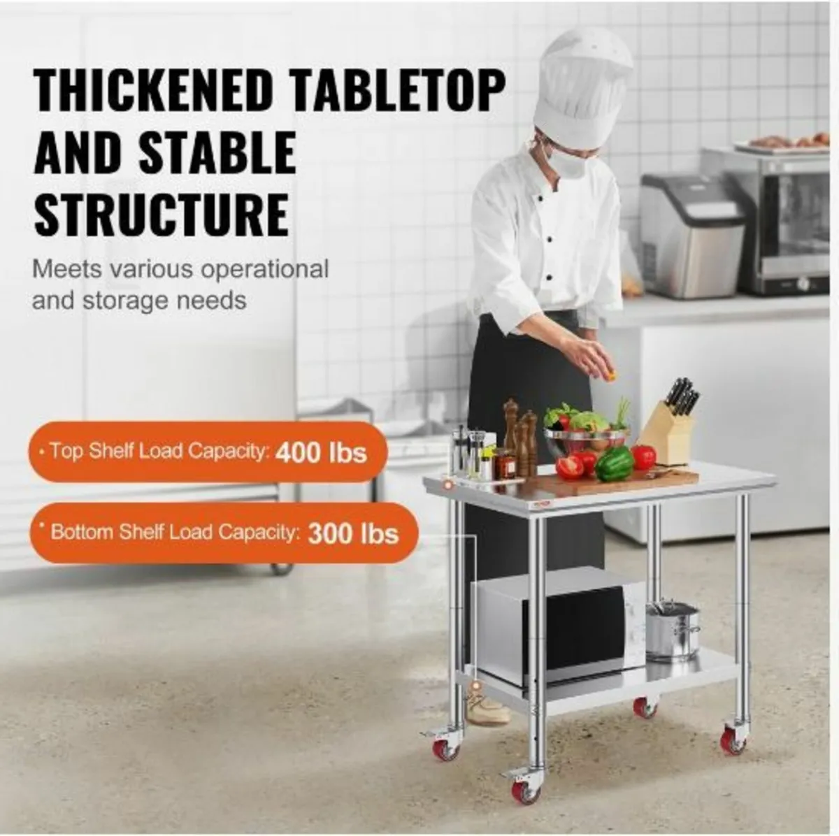 Stainless Steel Catering Work Table 36x24 Inch - Image 2