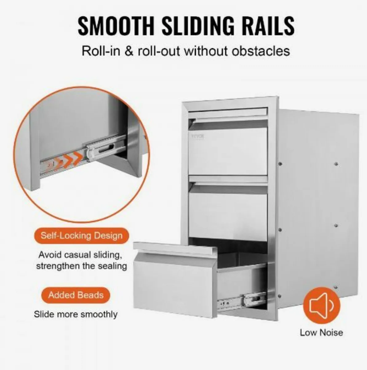 201 Stainless Steel Triple Access Drawer Outdoor - Image 2