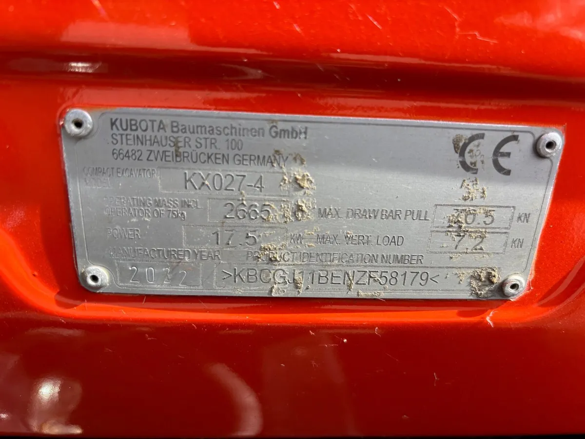 2022,KUBOTA KX 027-4 LOW HRS - Image 3