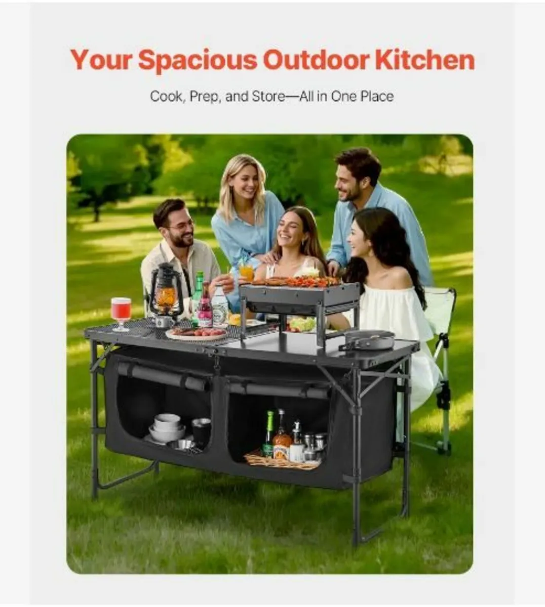 Camping Kitchen Table Folding Portable Adjustable - Image 3
