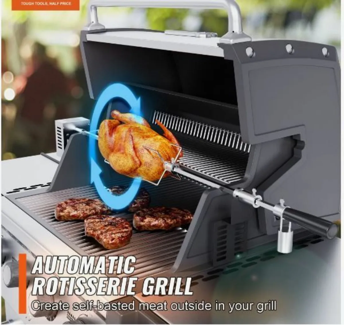 Universal Grill Rotisserie Kit BBQ Roaster - Image 3