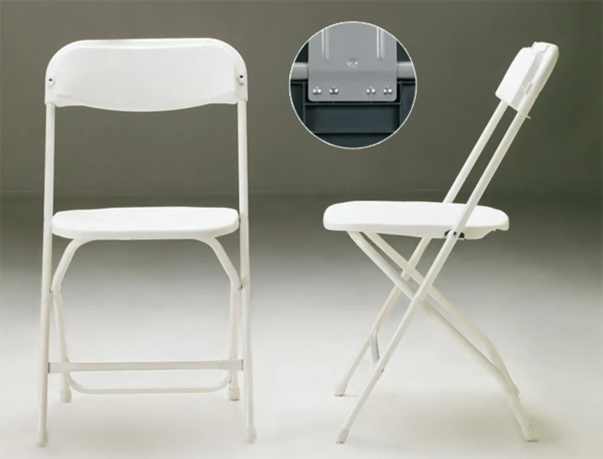 New White Folding Stacking Chairs - Image 1