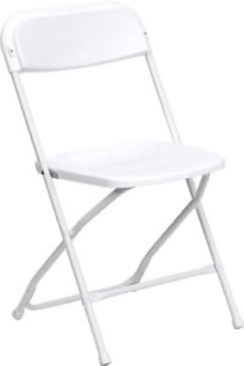 New White Folding Stacking Chairs - Image 2