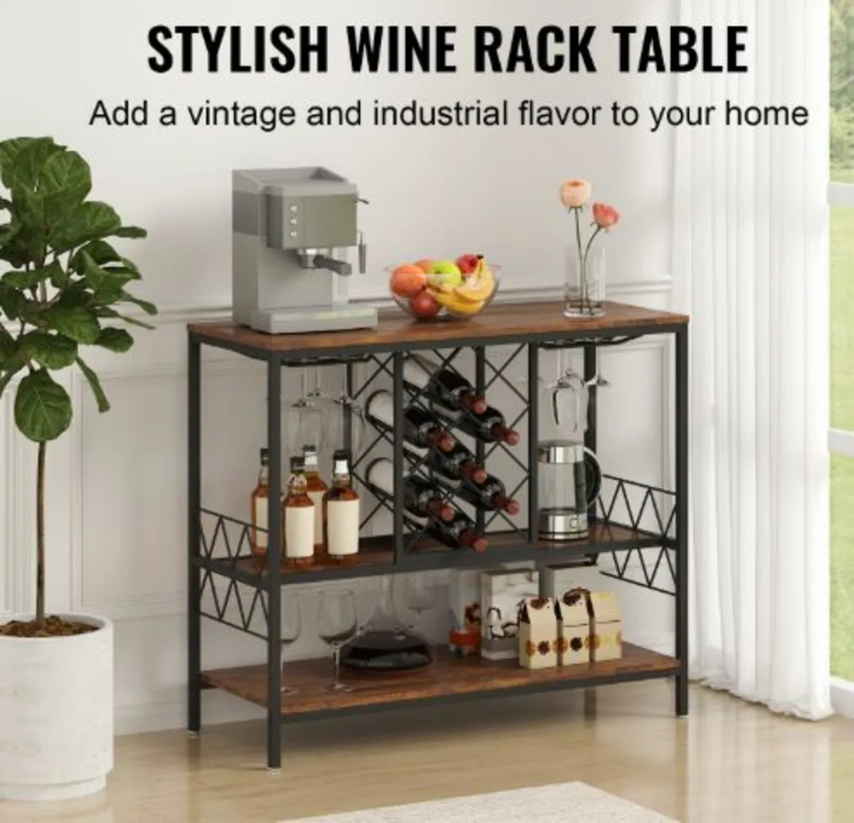 40 Inch Industrial Bar Cabinet, Wine Table - Image 1