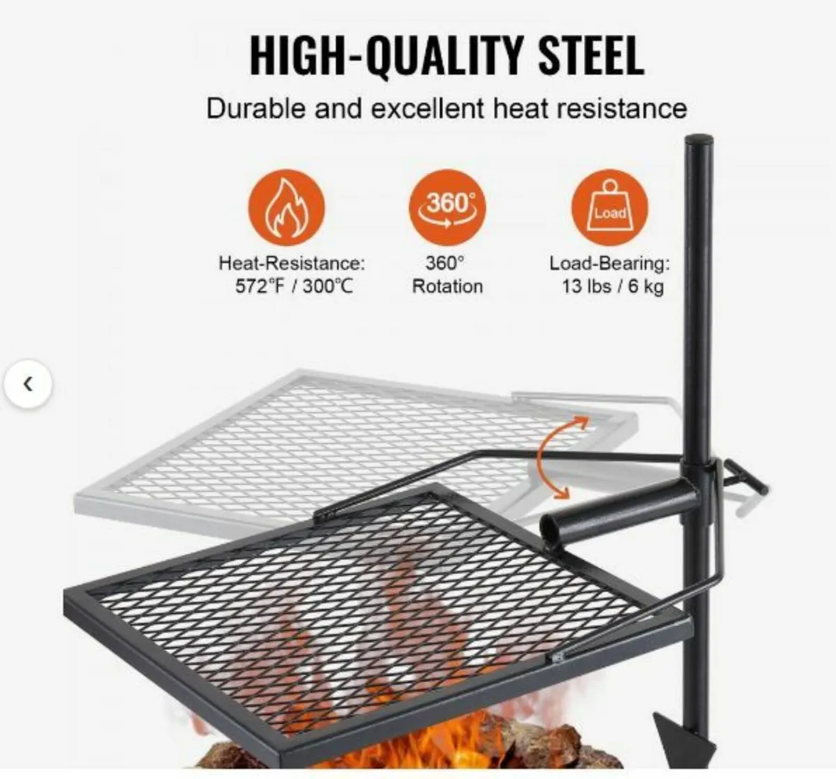Swivel Campfire Grill Heavy Duty Steel - Image 3