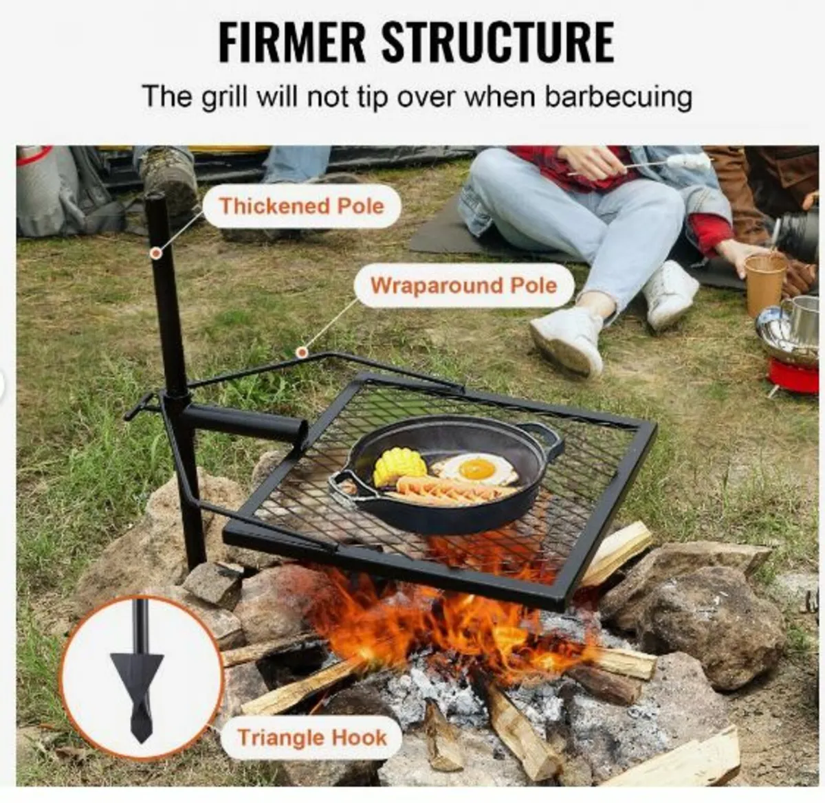 Swivel Campfire Grill Heavy Duty Steel - Image 4