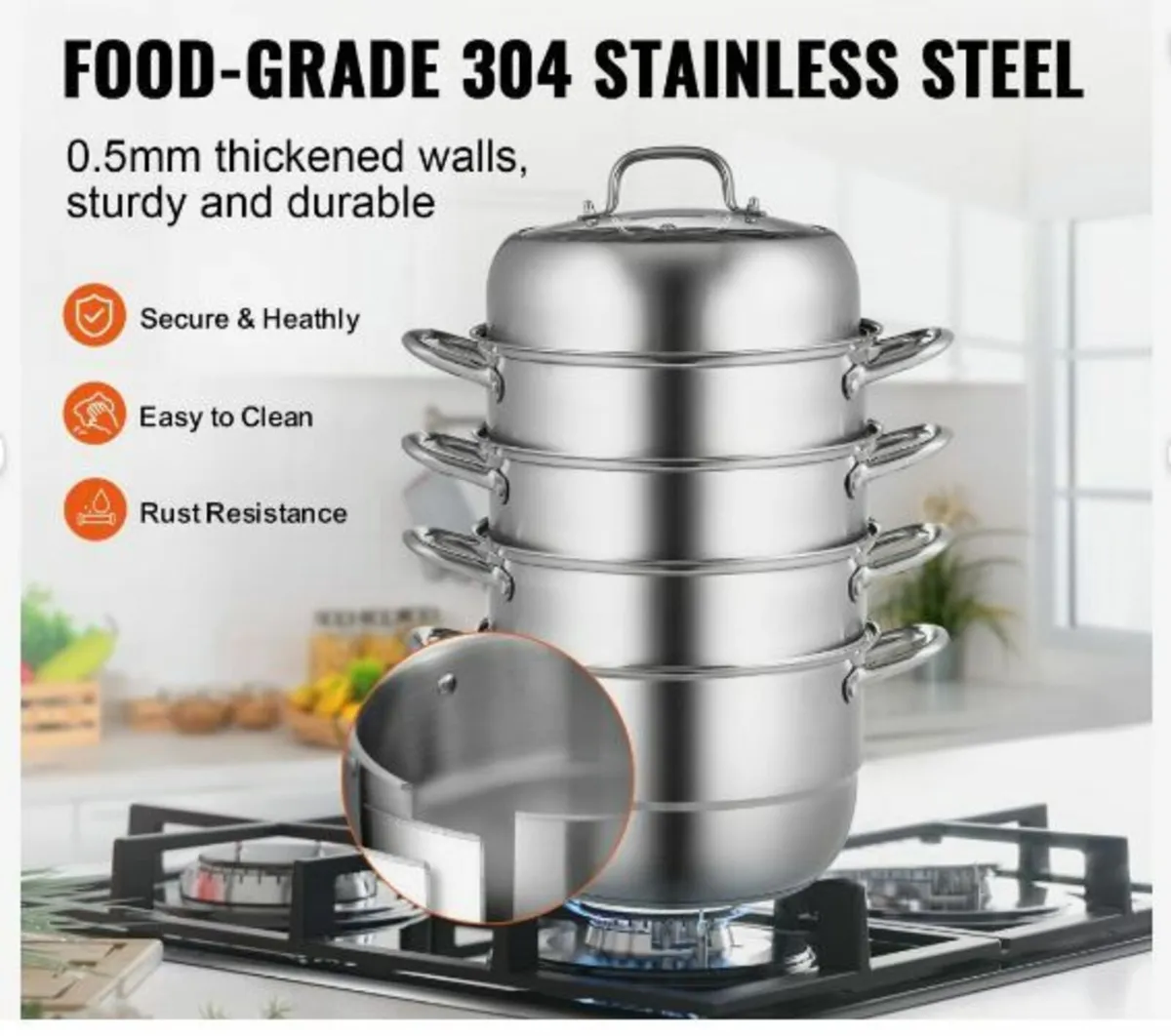 Dumpling Steamer Stainless Steel 5 Titer - Image 2