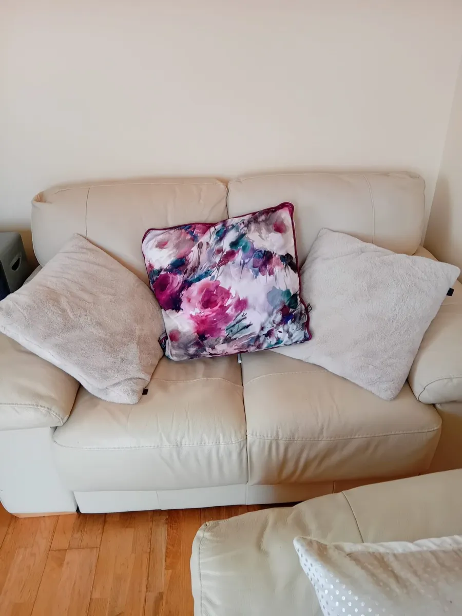 2 x Two Seater Sofas, Off White in Colour. - Image 1