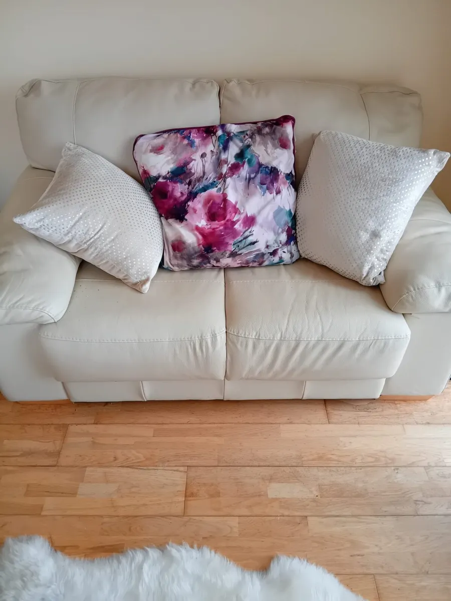 2 x Two Seater Sofas, Off White in Colour. - Image 2