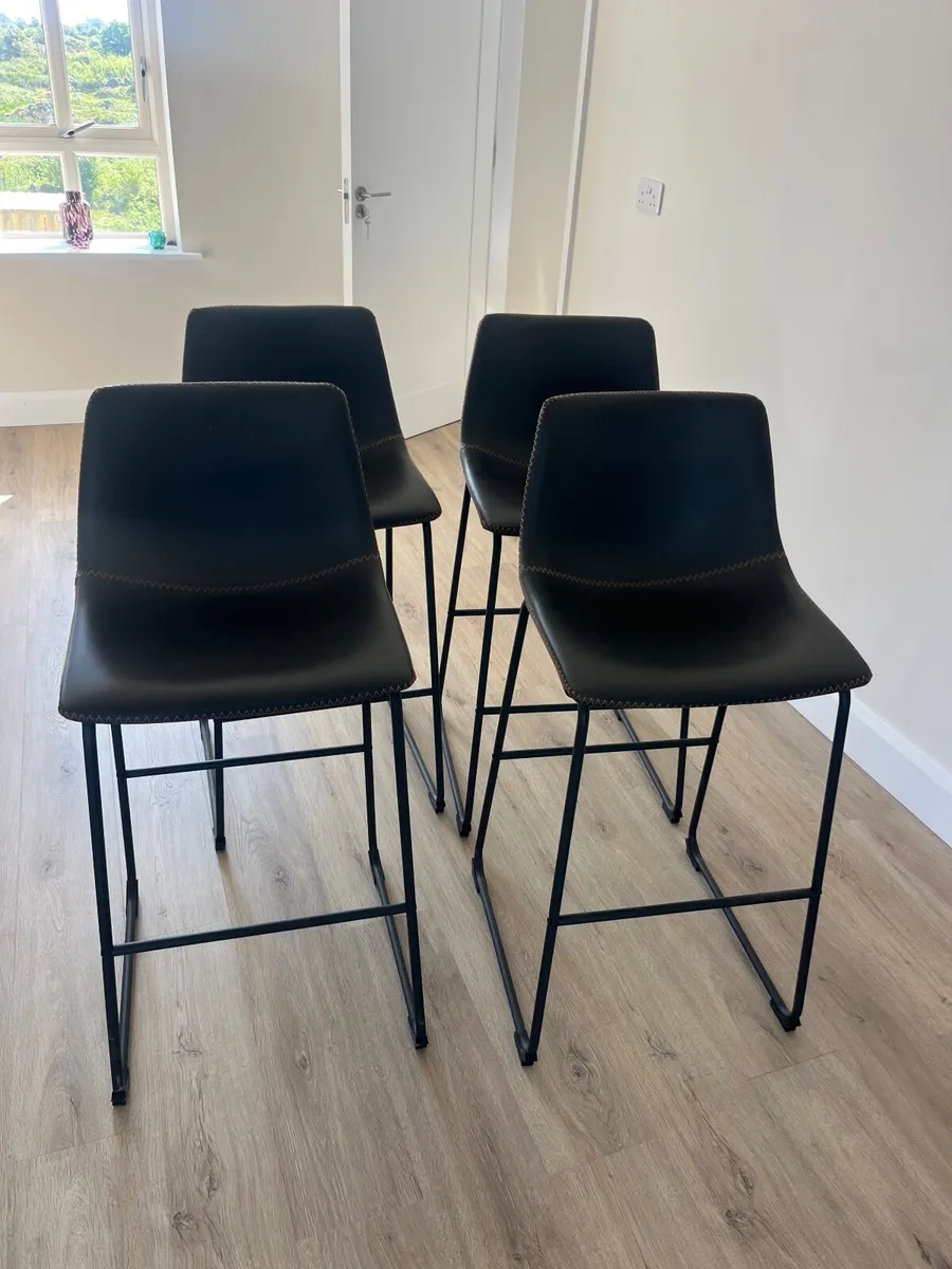 4 New Leather Bar Stools - Image 2