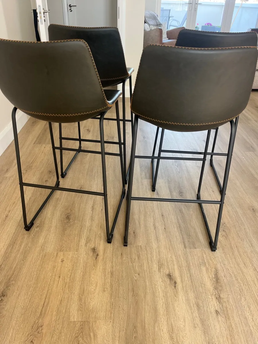4 New Leather Bar Stools - Image 4