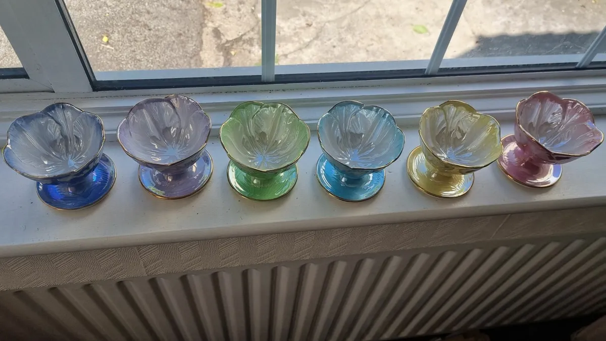 Set of 6 art deco Maling desert bowls - Image 2